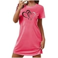 thumbnail image 1 of Daiosportswear Pajama for women Nightgowns for women Cotton Womens Nightgown Short Sleeves Sleep Shirts Women's Sleepwear Print Pajama Night Shirts Valentine's Day Hot Pink-B 4(S), 1 of 3
