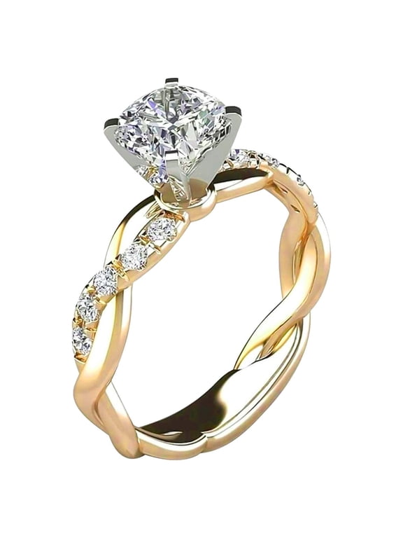 Platinum Plated Simulated Diamond Engagement Rings Set Princess Wedding Rings for Women Big Engagement Bridal Sets Silver Promise Rings