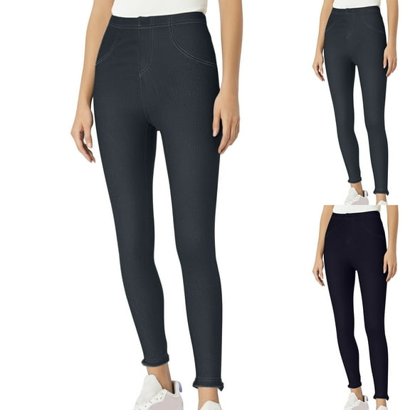 Daiosportswear Plus Size Pants for Women Jeggings for Women with Pockets Comfortable Stretch Jeans Leggings Blue 2(XS)