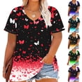 thumbnail image 1 of Daiosportswear Plus Size Women Butterflies Print Short Sleeve Tops,Womens Tops, 1 of 4