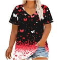 thumbnail image 1 of Daiosportswear Plus Size Women Butterflies Print Short Sleeve Tops,Womens Tops, 1 of 4
