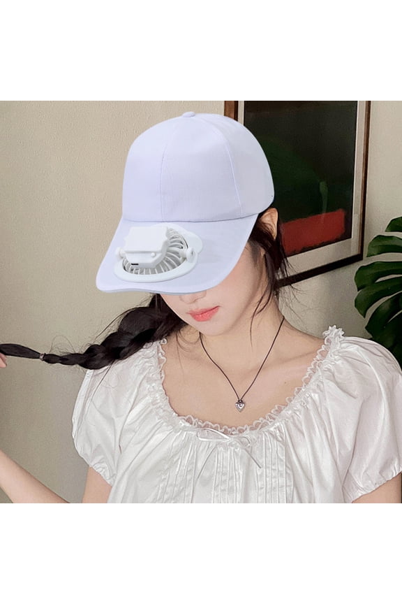 Rechargeable Sunscreen Fan Cap for Men Women, UPF 50+ Fast Drying Baseball Hat, 360° Rotatable Fan, 9-18H Battery Life, Polyester, One Size 8.7x4.7x5.9in