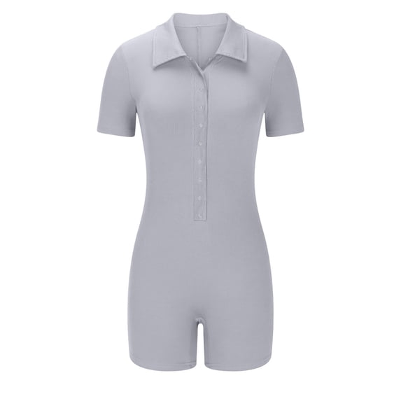Daiosportswear Rompers for Women Button Up Bodycon Short Sleeve Collared One Piece,Shorts for Women