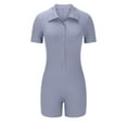 thumbnail image 1 of Daiosportswear Rompers for Women Button Up Bodycon Short Sleeve Collared One Piece,Shorts for Women, 1 of 4