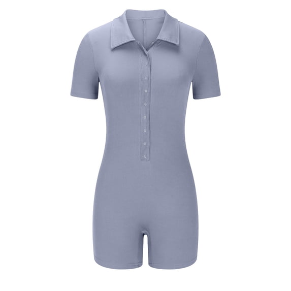 Daiosportswear Rompers for Women Button Up Bodycon Short Sleeve Collared One Piece,Shorts for Women