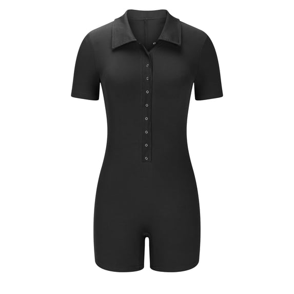 Daiosportswear Rompers for Women Button Up Bodycon Short Sleeve Collared One Piece,Shorts for Women
