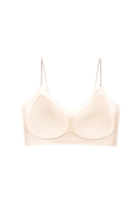 Seamless Tank Top for Women Wireless No Underwire Support Bralette Side Coverage Breathable Beige L(L)