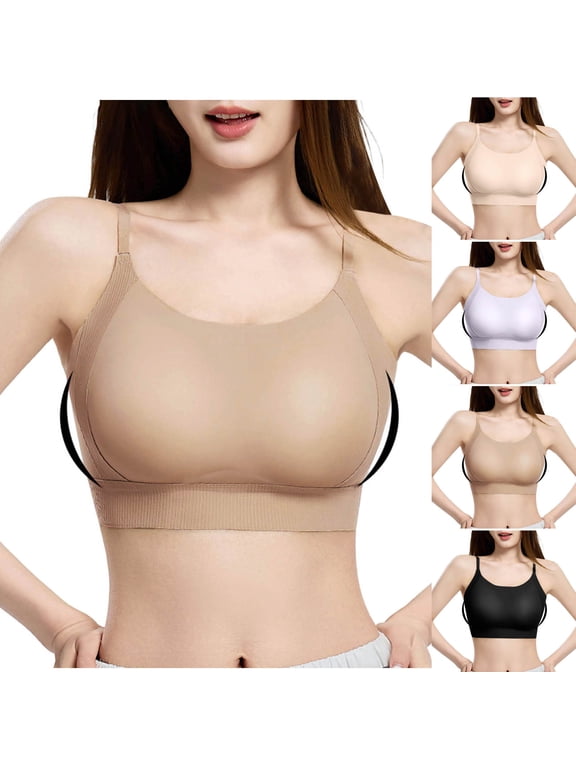 Seamless Wireless Bra for Women Thin Adjustable Strap Full Coverage Comfort No Underwire Everyday Bras Purple M(M)