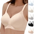 thumbnail image 1 of Daiosportswear Seamless Wireless Everyday Bra for Women No Underwire Push Up Full Coverage Bralettes Comfort V Neck Tshirt Bras Silver XL(XL), 1 of 5
