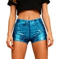thumbnail image 1 of Daiosportswear Sequin Shorts for Women High Waist Party Night Out Concert Outfit Sparkly Mini Shorts Light Blue M(M), 1 of 9
