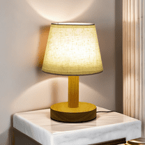 Daiosportswear Small Table Lamps,Fabric Wooden Bedside Lamps,Simple Desk Lamp,3 Lighting Modes Led Lamp,Remote Control and Touch Control Bedroom Lamp,USB Powered,Night Light for Bedroom,Living Room