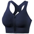 thumbnail image 1 of Daiosportswear Sports Bras for Women Zip Front Closure Racerback Yoga Workout Bra High Support Wireless Seamless Strappy Active Bra Navy M(M), 1 of 5
