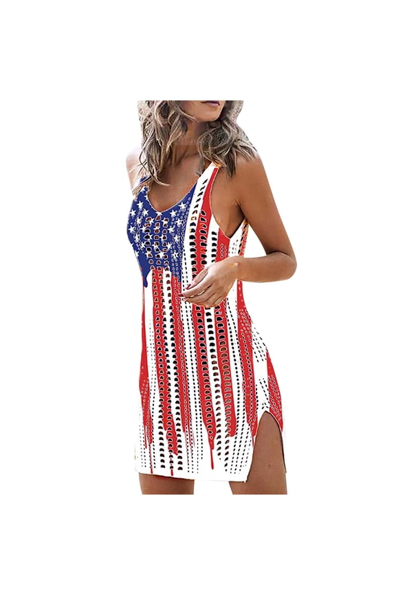 Swimsuit Coverup for Women Bathing Suit Cover Ups Crochet Beach Tank Dress Hollow Out Slit Bikini Cover Up Dresses,Cover-Up for Women White 4(S)