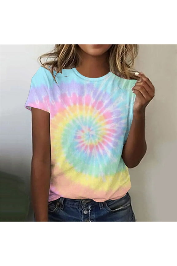 T Shirts for Women Rainbow Shirts Funny Short Sleeve Tops,Short Sleeve Tops for Women Light Blue-A 10(XL)