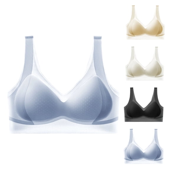 Daiosportswear Ultra-Thin Ice Silk Bra for Women Traceless Cool Mesh Wire Free Breathable Cup Vest Look Comfortable Sport Sleep Bras White XL(XL)