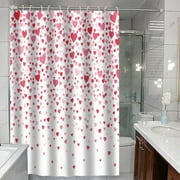 4pcs Valentine's Day Shower Curtain Set Farmhouse Romantic Rose Gnome Couple Red Heart Tree Valentine Shower Curtain for Bathroom Decor Fabric