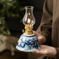 thumbnail image 1 of Daiosportswear Vintage Blue&White Ceramic Kerosene Lamp, 7x4.2x4.2in No Power Supply Desk/Outdoor/Emergency Light, Home Decor, Camping Essential, Gift Idea, 1 of 9