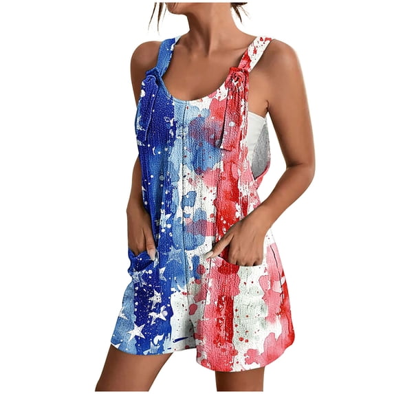 Daiosportswear Women Print Jumpsuit Summer Rompers with Pocket Short Jumpsuits for Women,Shorts for Women