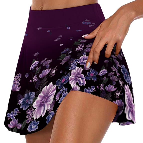 Daiosportswear Women'S Basic Versatile Flared Pleated Mini Skirt Built-In Shorts,Shorts for Women