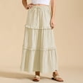 thumbnail image 1 of Daiosportswear Women’S Boho Tiered Maxi Skirt Elastic High Wasited Flowy Ruffle Beach Vacation Summer Long Skirt with Pocket Beige S(S), 1 of 8