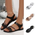 thumbnail image 1 of Daiosportswear Women'S Briaded Sandals Round Open Toe Ankle Strap Flat Dress Shoes,Womens' Shoes Silver 9.5(43), 1 of 9