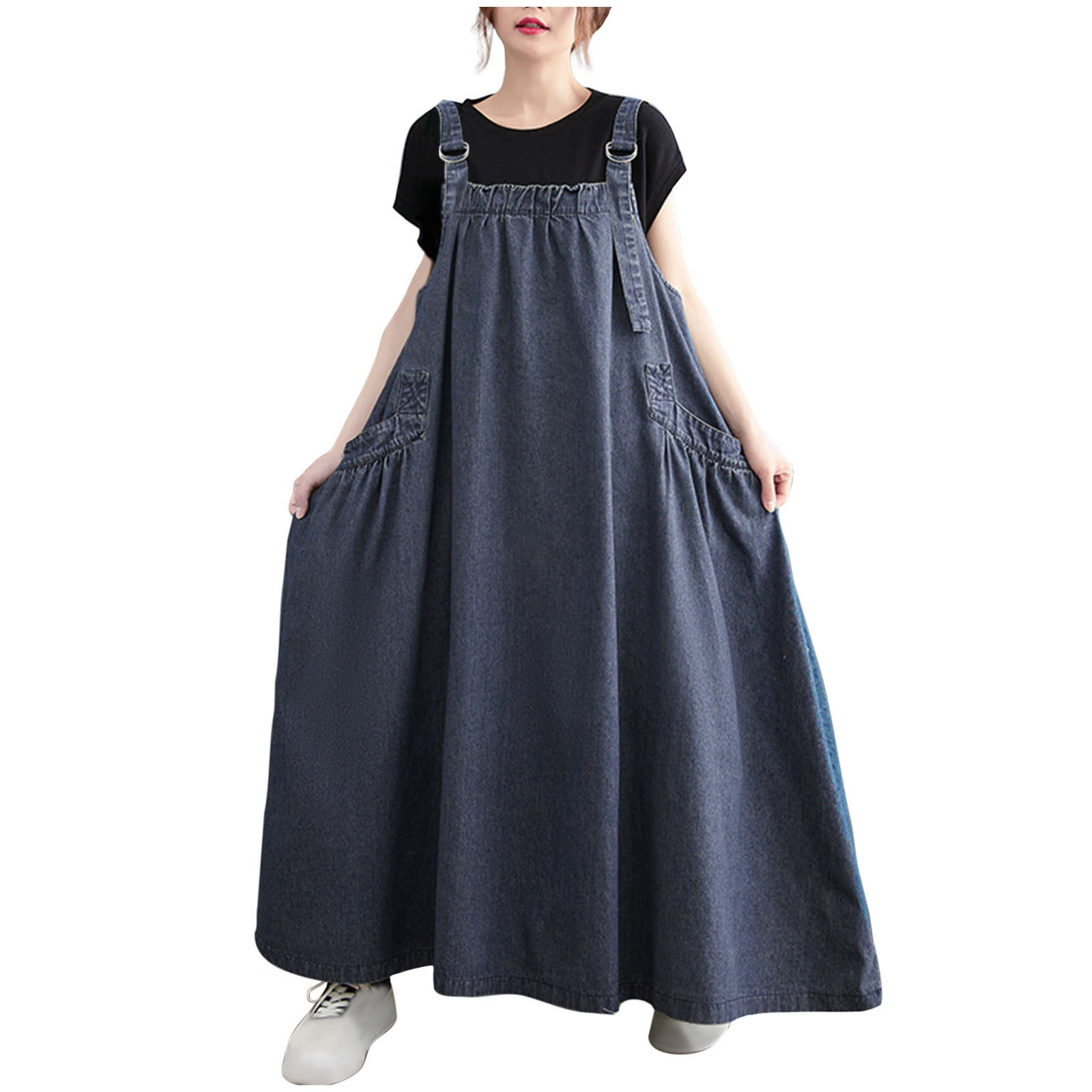 Daiosportswear Women'S Casual Sleeveless Denim Overall Dress, Long Maxi ...