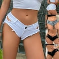 thumbnail image 1 of Daiosportswear Women'S Cut off Low Waist Mini Hot Denim Thong Cheeky Jeans Beach Shorts,Shorts for Women, 1 of 9