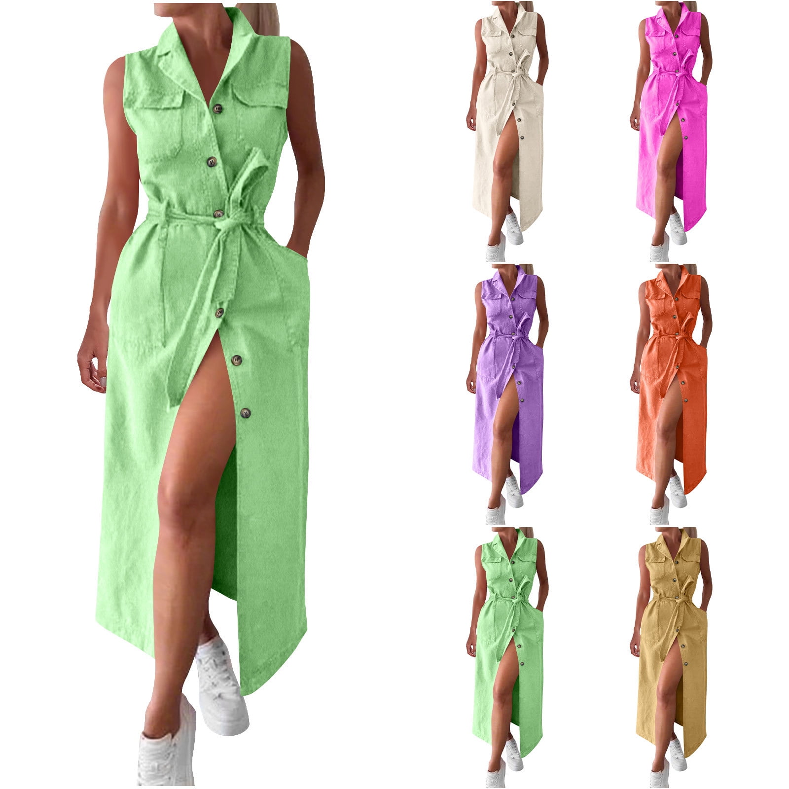 Daiosportswear Women'S Dress, Summer Commuting Street Style Button Up ...