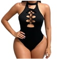 thumbnail image 1 of Daiosportswear Womens Crisscross One Piece Swimsuit Slimming Modest Bathing Suits Tommy Control High Leg Monokini Swimwear,Swimsuit for Women Black XXL(XXL), 1 of 6