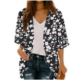 thumbnail image 1 of Daiosportswear Women'S Floral Print Puff Sleeve Kimono Cardigan Loose Cover Up Casual Blouse Tops,Cover-Up for Women Black L(L), 1 of 7