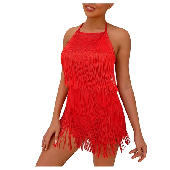 Daiosportswear Women'S Fringe Halter Waist Tie Back Sleeveless Romper Jumpsuit Playsuits,Shorts for Women