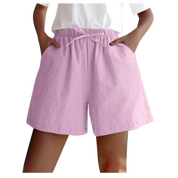Daiosportswear Women'S Linen Shorts Lightweight Cotton Drawstring Elastic Waist with Pockets,Shorts for Women