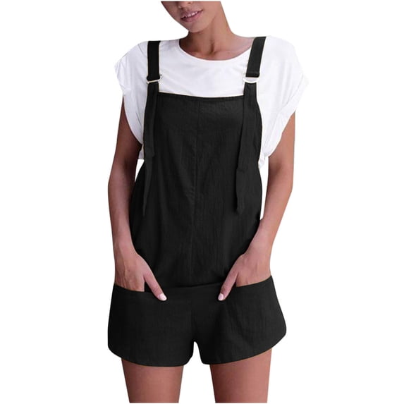 Daiosportswear Women'S Overalls Shorts Rompers Summer Cotton Linen Bib Shortalls Jumpsuit with Pockets,Shorts for Women