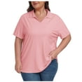 thumbnail image 1 of Daiosportswear Women'S Plus Size Golf Polo Shirts Loose Fit Short Sleeve V-Neck Tennis Workouts Tops Pink 10(XL), 1 of 8