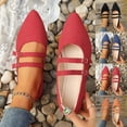 thumbnail image 1 of Daiosportswear Women's Pointed Toe Flats Dress Shoes Comfortable Casual Mary Jane Versatile Flats with Buckle Straps Red, 1 of 8