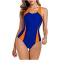 thumbnail image 1 of Daiosportswear Women'S Pro One Piece Athletic Swimsuit Color Block Sport Bathing Suit,Swimwear for Women Blue 4(S), 1 of 6