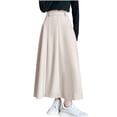 thumbnail image 1 of Daiosportswear Suit Long Skirts Women Pleated A-Line office Lady High Waist Thicken Skirts Beige, 1 of 7