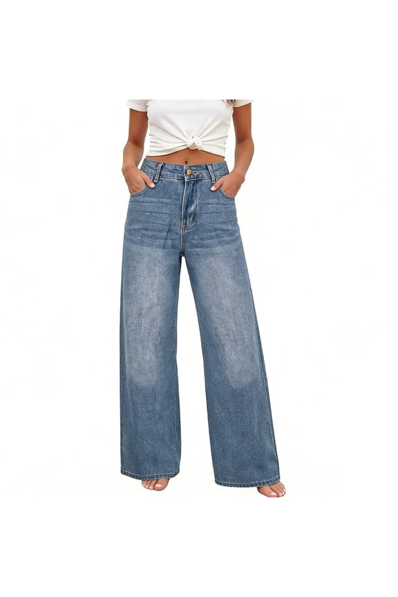 Women'S Straight Leg High Waist Baggy Denim Jeans Loose Boyfriend Stretchy,Pants for Women Blue XXL(XXL)