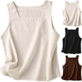 thumbnail image 1 of Daiosportswear Women'S Summer Square-Neck Linen Sleeveless Vest Tops,Womens Tops, 1 of 8