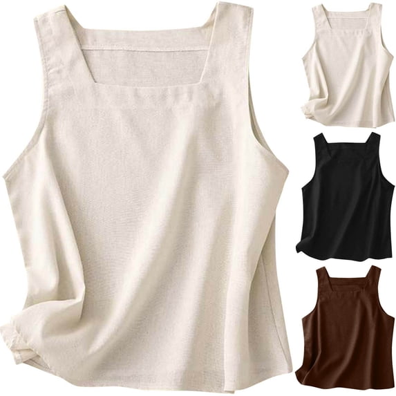 Daiosportswear Women'S Summer Square-Neck Linen Sleeveless Vest Tops,Womens Tops