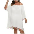 thumbnail image 1 of Daiosportswear Women'S Swimsuit Coverup Chiffon Tassel Bathing Suit Cover Up Beach Cover Ups for Swimwear ,Cover-Up for Women White 12(XXL), 1 of 9