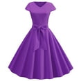 thumbnail image 1 of Daiosportswear 1950S Dresses for Womens Vintage Crewneck Cap Sleeve Swing A-Line Midi Sundress Rockabilly Cocktail Tea Party Dress Purple S, 1 of 1