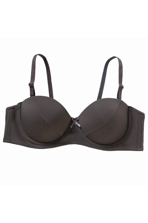 Women'S Wired Bras with Light Padding, Basic Plain Design, Double Pushup Effect, Everyday Comfortable Support Dark Gray 40C