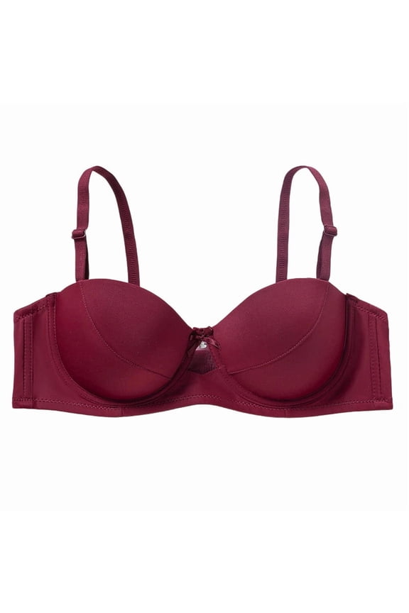 Women'S Wired Bras with Light Padding, Basic Plain Design, Double Pushup Effect, Everyday Comfortable Support Red 40C