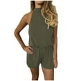 thumbnail image 1 of Daiosportswear Women'S Y2K Summer Solid Halter Neck Jumpsuit Sleeveless Romper,Shorts for Women, 1 of 6