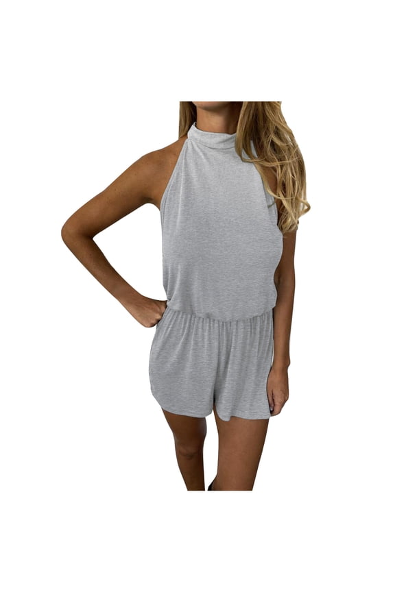 Women'S Y2K Summer Solid Halter Neck Jumpsuit Sleeveless Romper,Shorts for Women