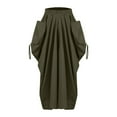thumbnail image 1 of Daiosportswear Women Skirt with Draw Rope Big Pocket Pleated Boho Loose Long Skirts Daily Streetwear，Skirts for Women Army Green 8(L), 1 of 4