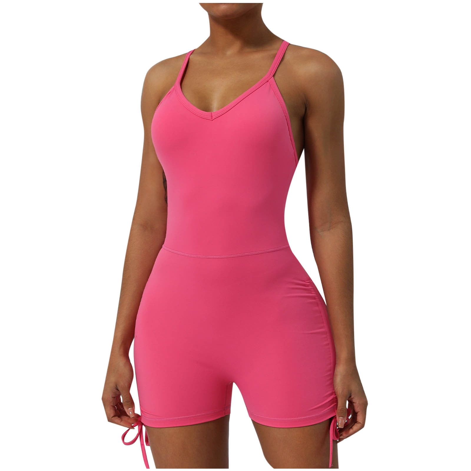 Daiosportswear Women V Back Scrunch Sports Jumpsuit Yoga Rompers Hollow ...