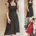 thumbnail image 1 of Daiosportswear Women's Polka Dot Square Neck Smocked Sleeveless Midi Dress Red Free Size, 1 of 7