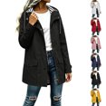 thumbnail image 1 of Daiosportswear Women's Rain Jacket Striped Lined Hooded Lightweight Raincoat Outdoor Hiking Waterproof Windbreaker Jacket Black, 1 of 8